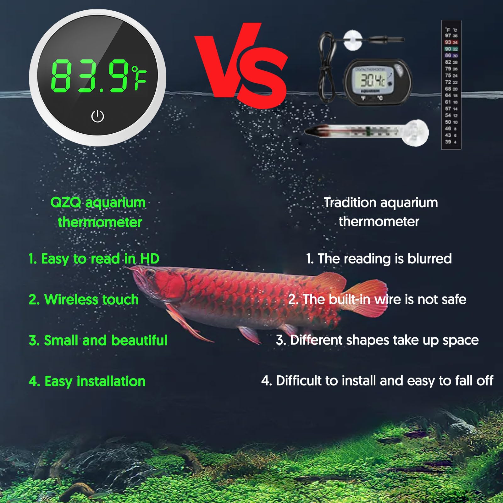 QZQ CR2032 battery powered thermometer offers up to 12 months of operation