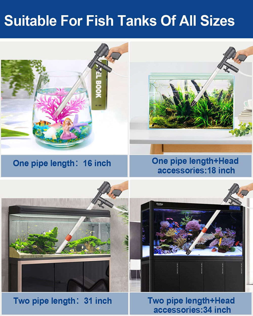 QZQ kit de limpieza para acuario, fácil de usar y rápido.