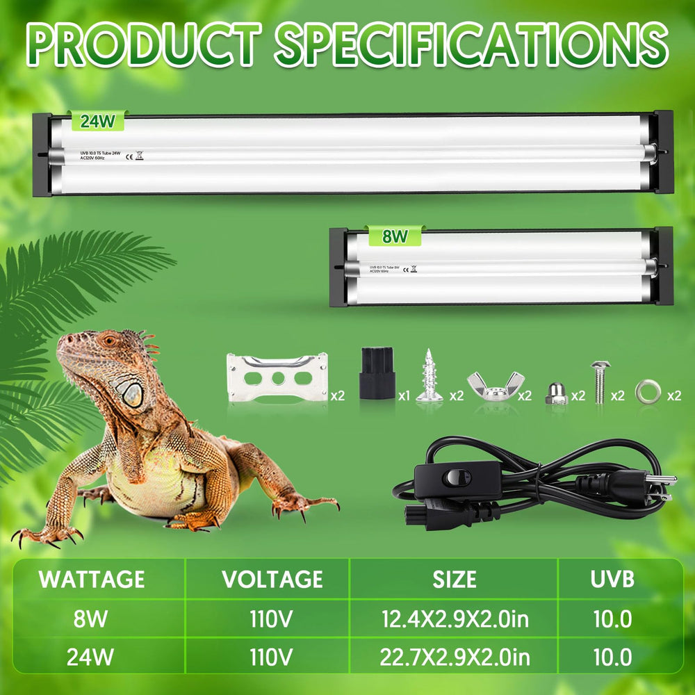 QZQ T5 UVB detachable cord enables flexible placement in enclosure.
