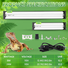 QZQ T5 UVB detachable cord enables flexible placement in enclosure.