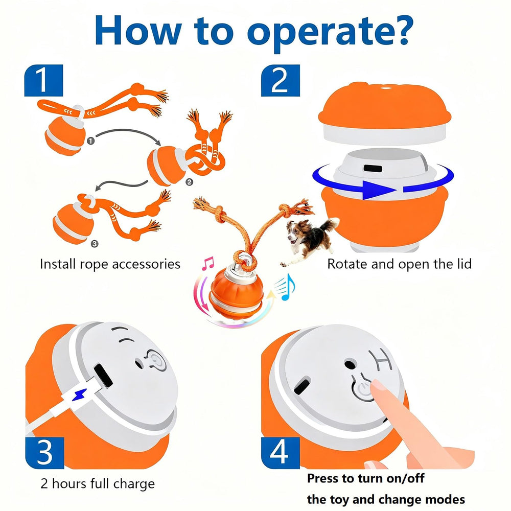 QZTRGDW interactive dog ball type-c rechargeable for convenience.