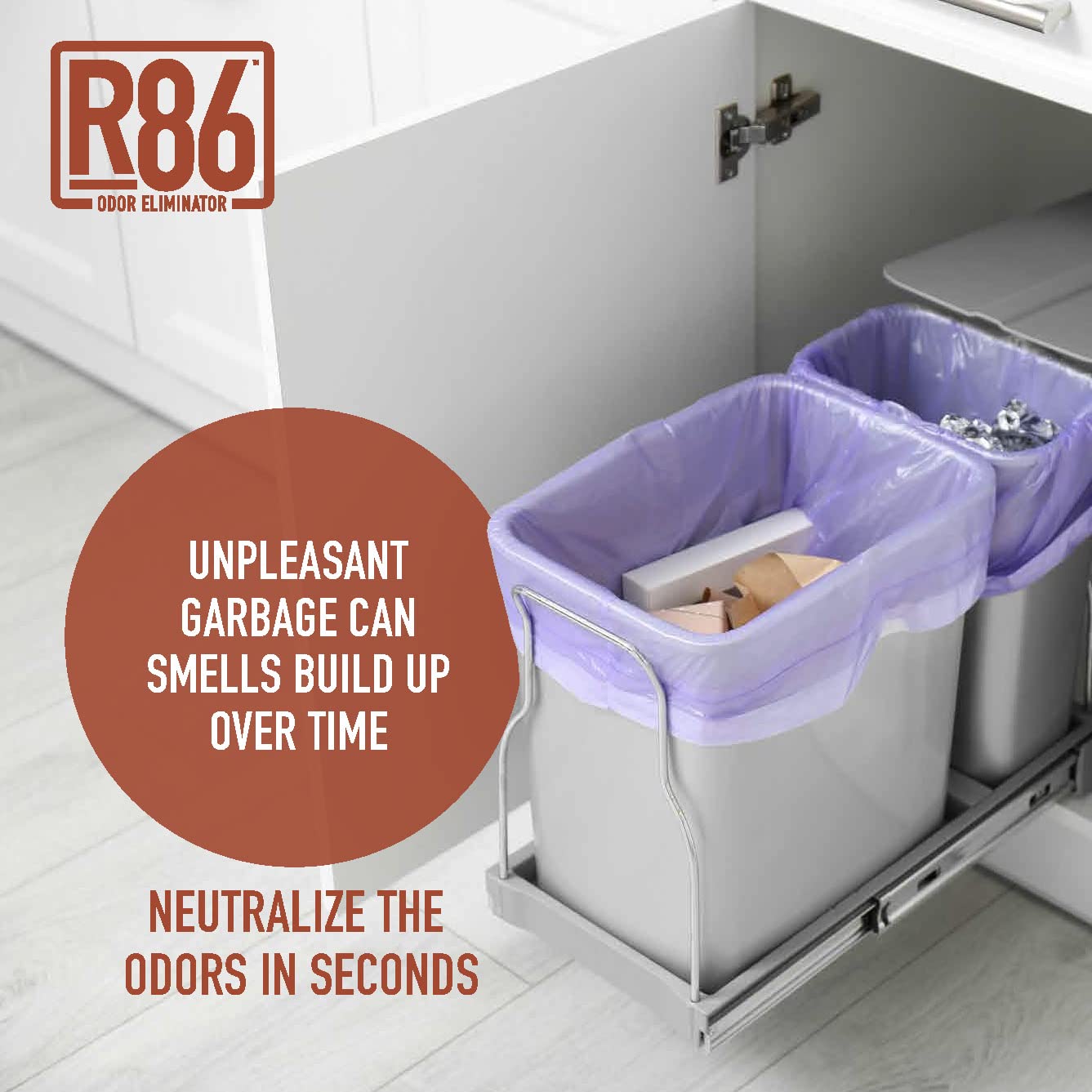 R86 in washing machine with laundry to tackle gym and work odors.