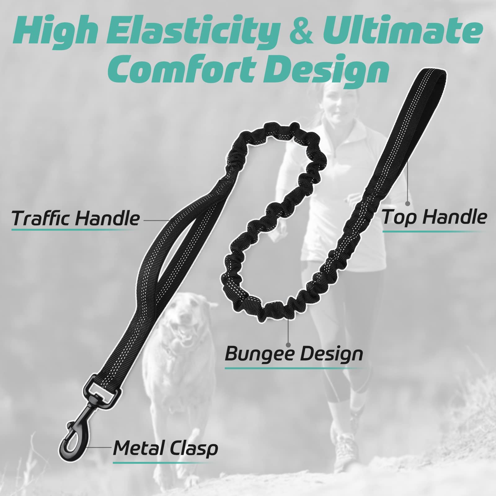 Rabbitgoo 360° rotatable clasp enables tangle-free, quick attachment.