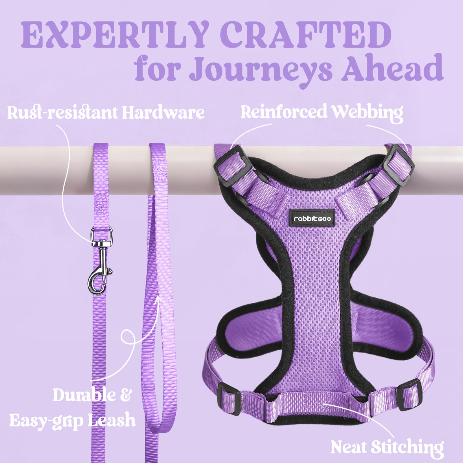 Rabbitgoo adjustable straps customize fit for most cats