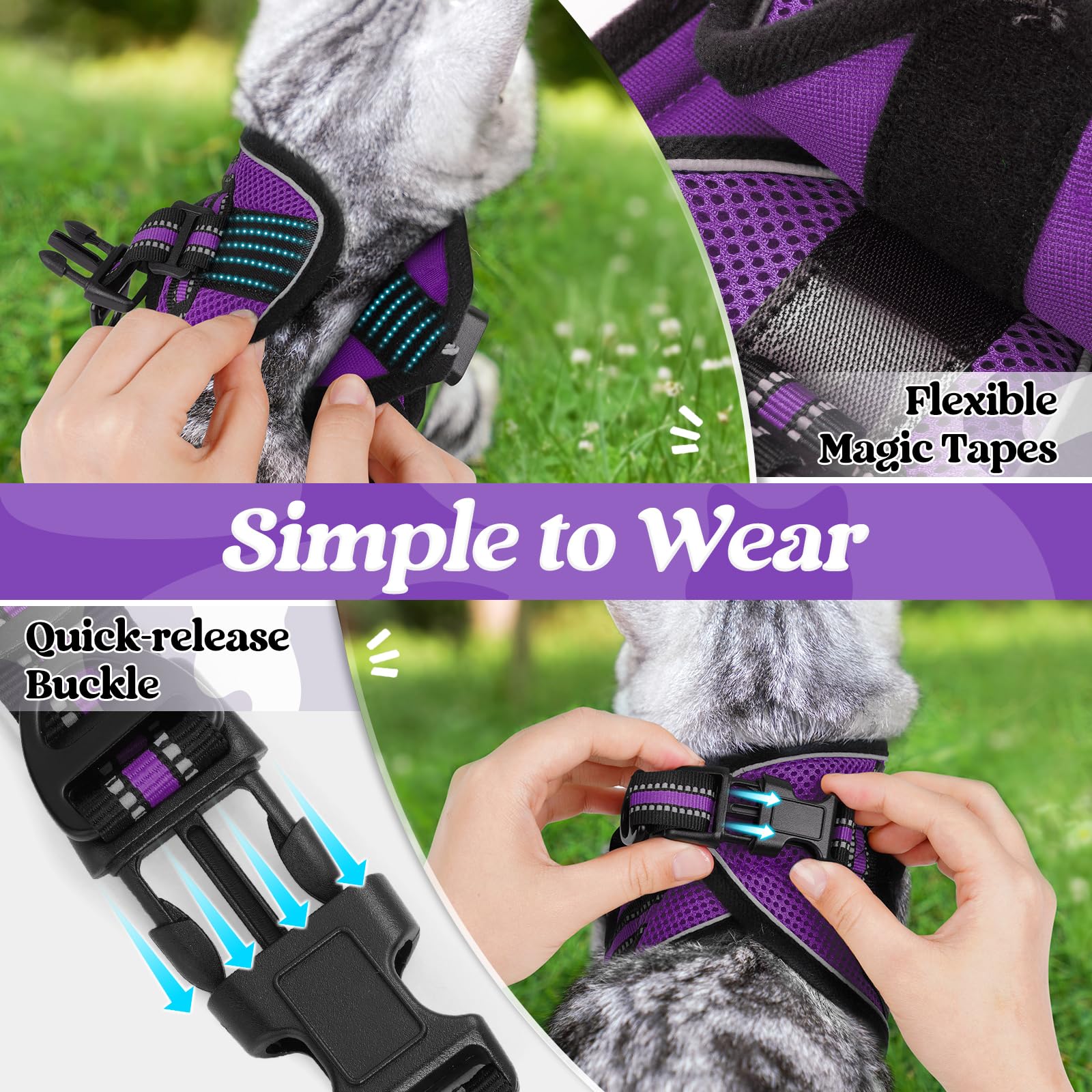 Rabbitgoo cat harness back-clip buckle for secure leash connections