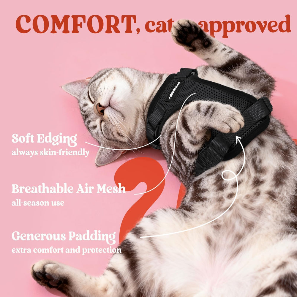 Rabbitgoo cat harness breathable air-mesh keeps your cat cool.