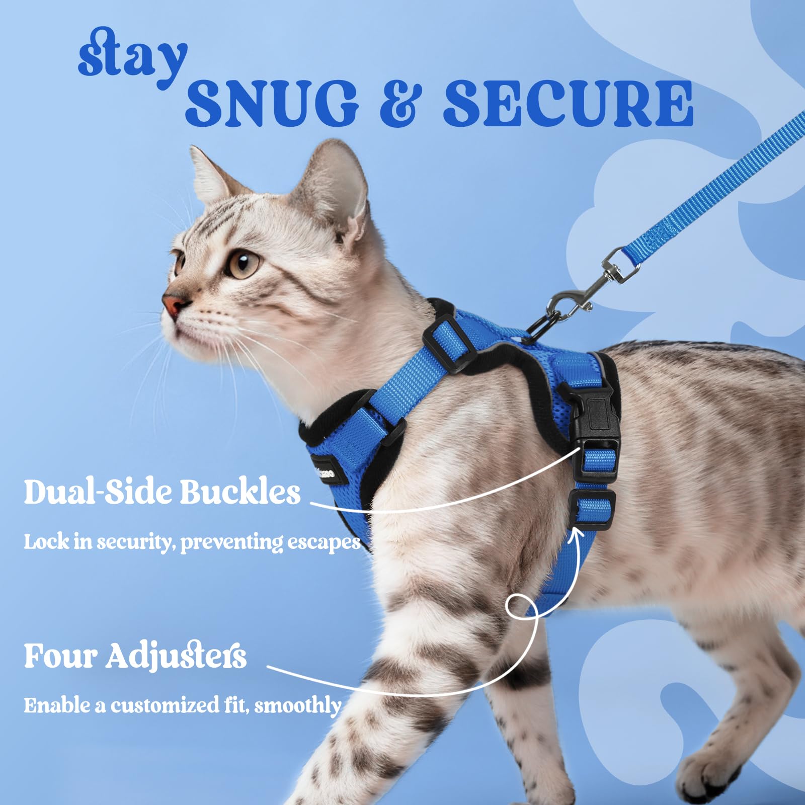 Rabbitgoo cat harness dual-buckles provide escape-proof closure