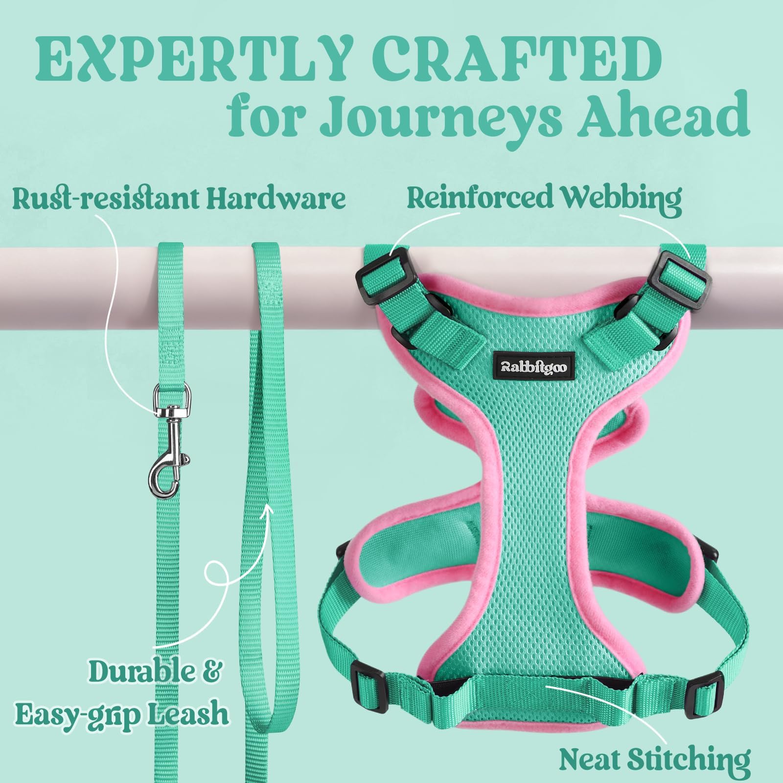 Rabbitgoo cat harness escape-proof closure helps prevent escapes.