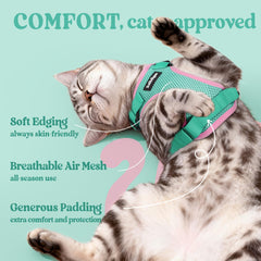 Rabbitgoo cat harness four adjustable straps offer a tailored, secure fit.