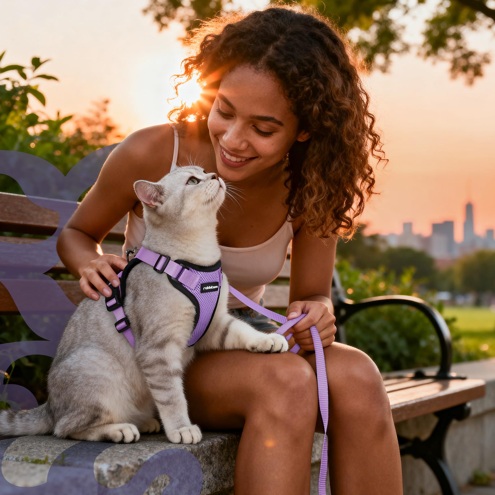 Rabbitgoo light-purple harness adds vibrant style to outdoor walks