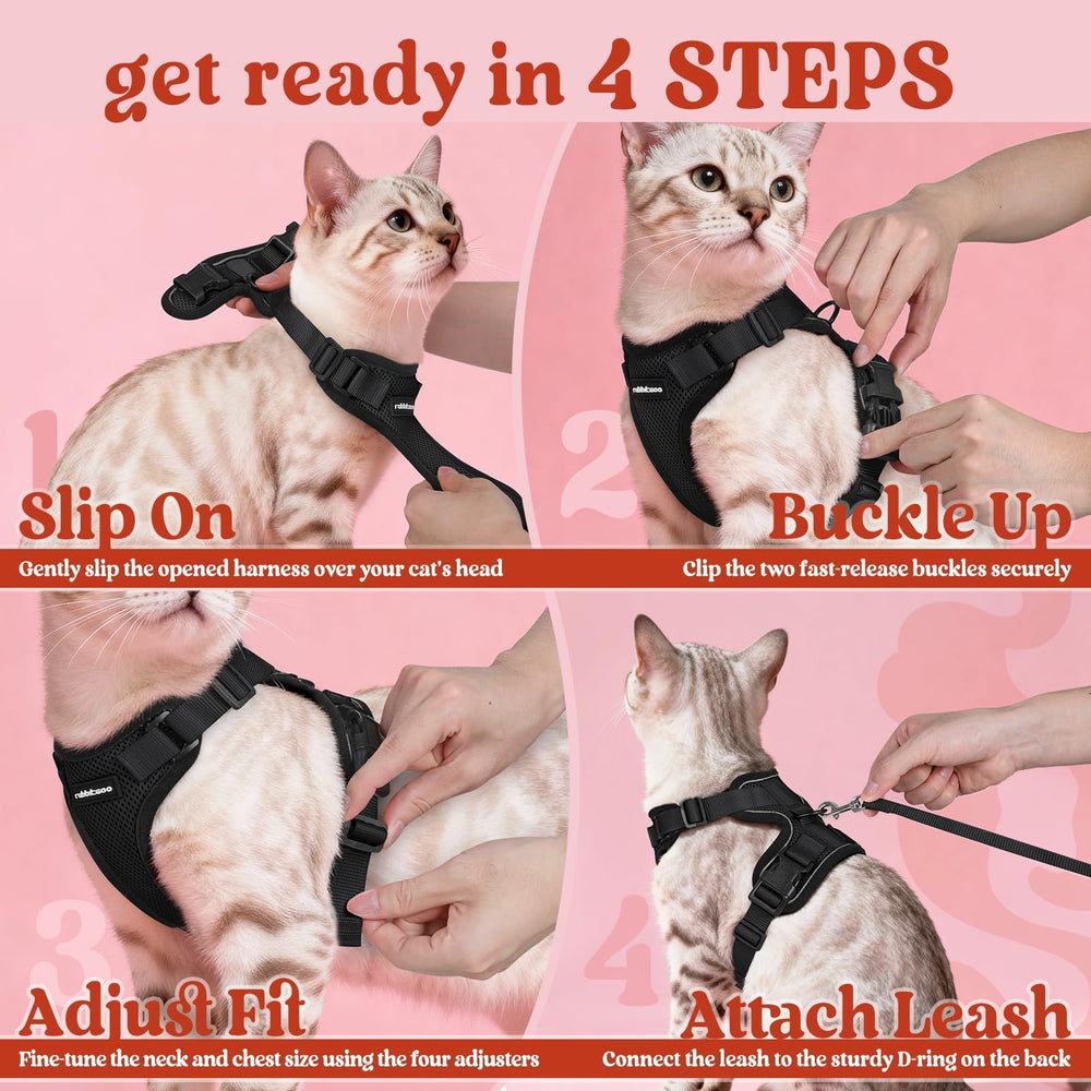 rabbitgoo cat harness size-chart helps find the right fit for many cat shapes.