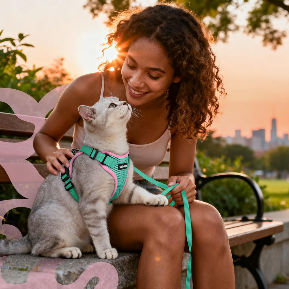 Rabbitgoo cat harness vest design reduces leash pressure for comfort.