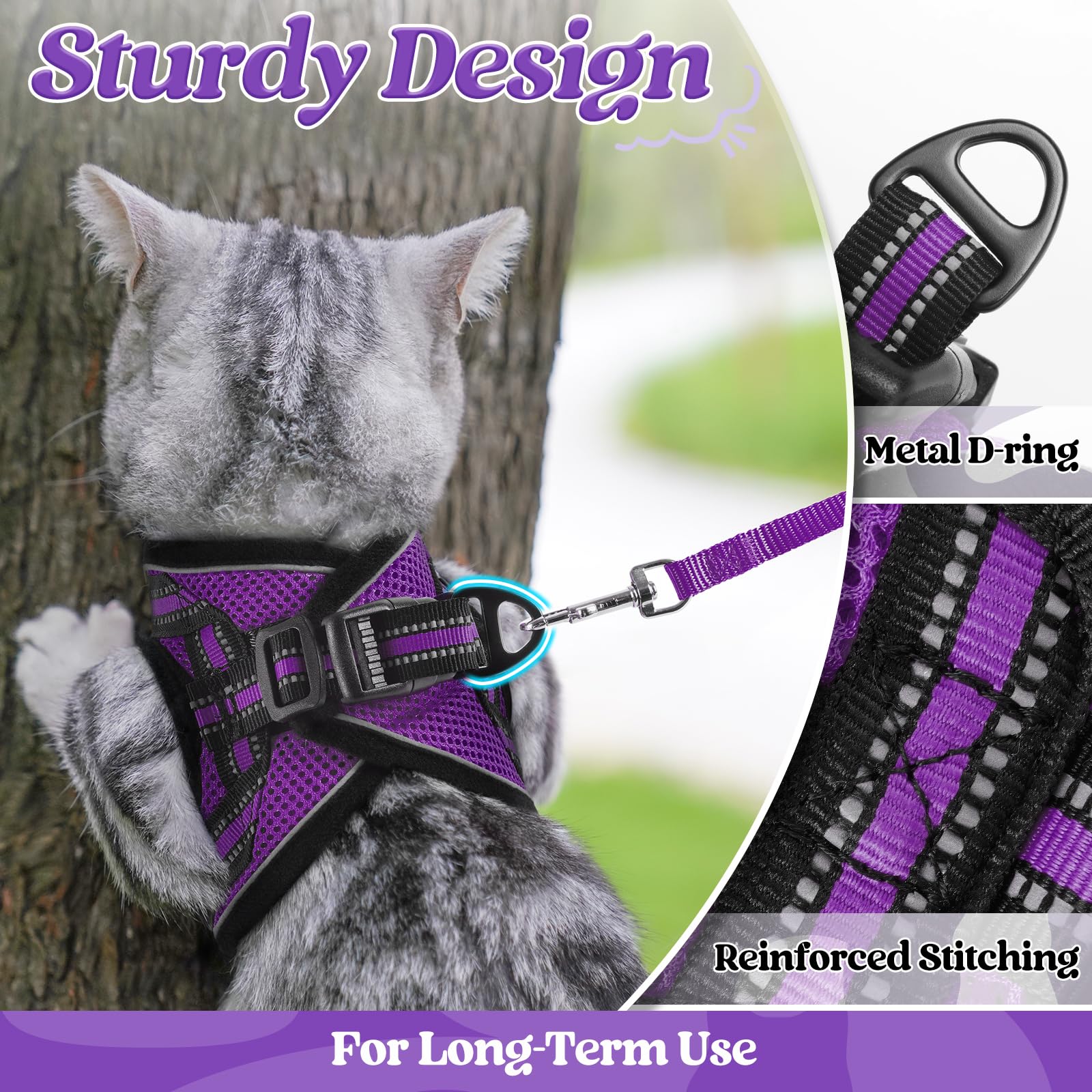 Rabbitgoo cat harness vest-style fit reduces neck strain during outdoor activities