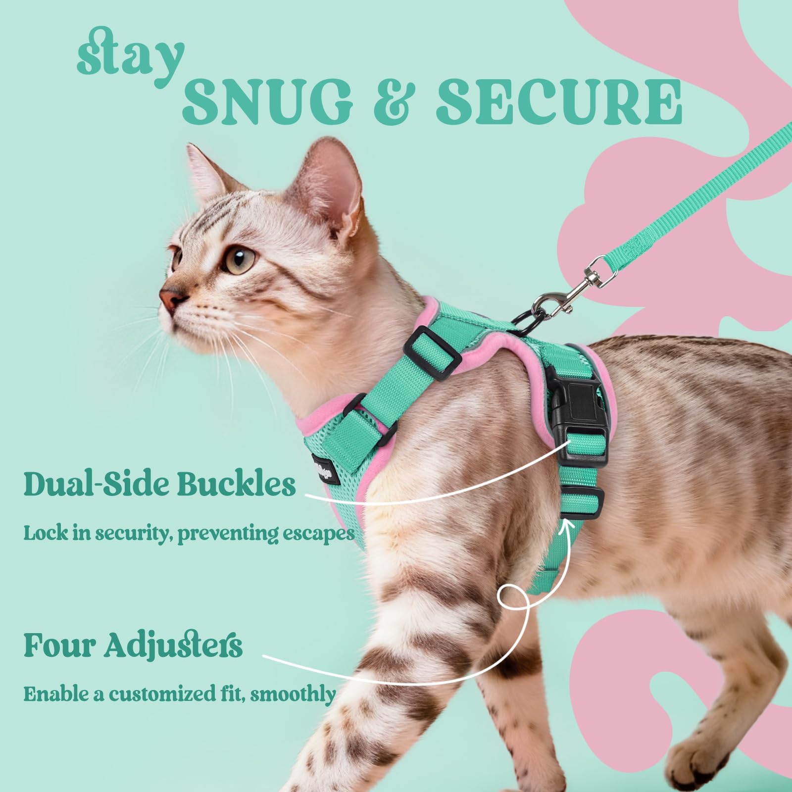 Rabbitgoo cat leash 4-9ft provides versatile roaming options.