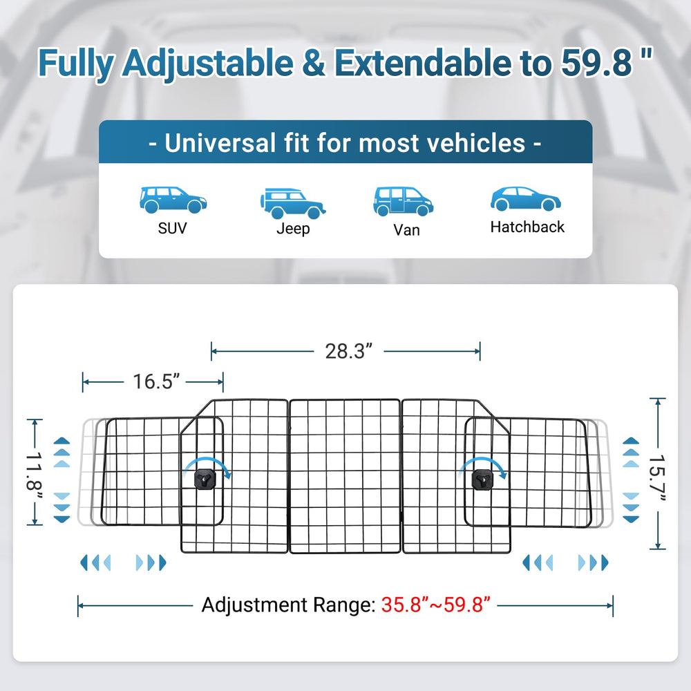Rabbitgoo dog car barrier headrest straps and metal grips provide sturdy attachment and stability.