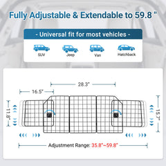 Rabbitgoo dog car barrier headrest straps and metal grips provide sturdy attachment and stability.