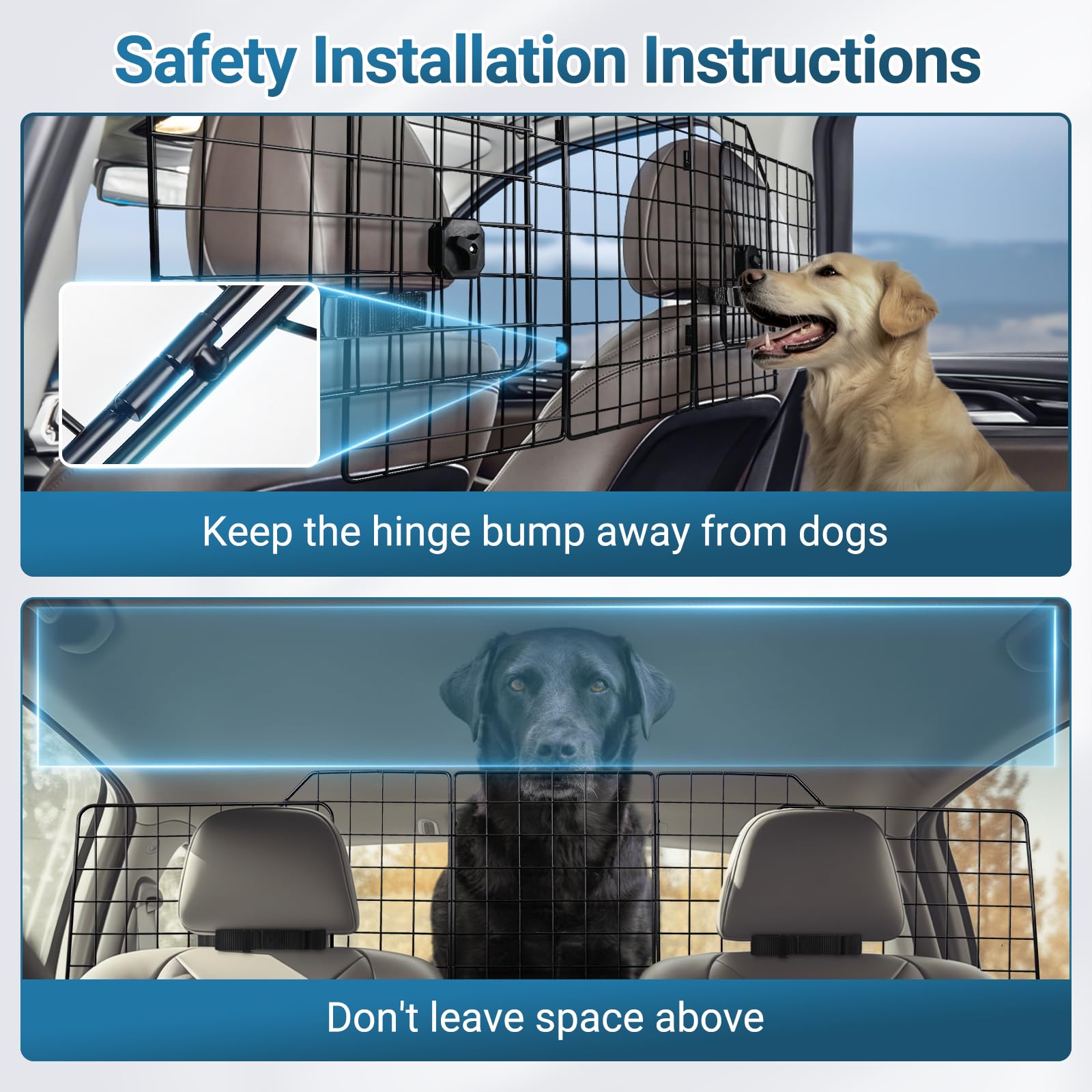 Rabbitgoo dog car barrier travel-use scenarios showcase safer car journeys with pets.