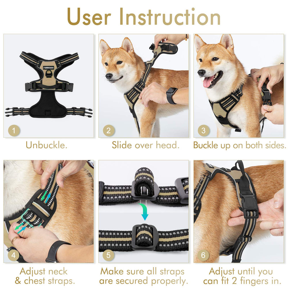 Rabbitgoo beige dog harness offers a stylish, high-visibility option in any setting