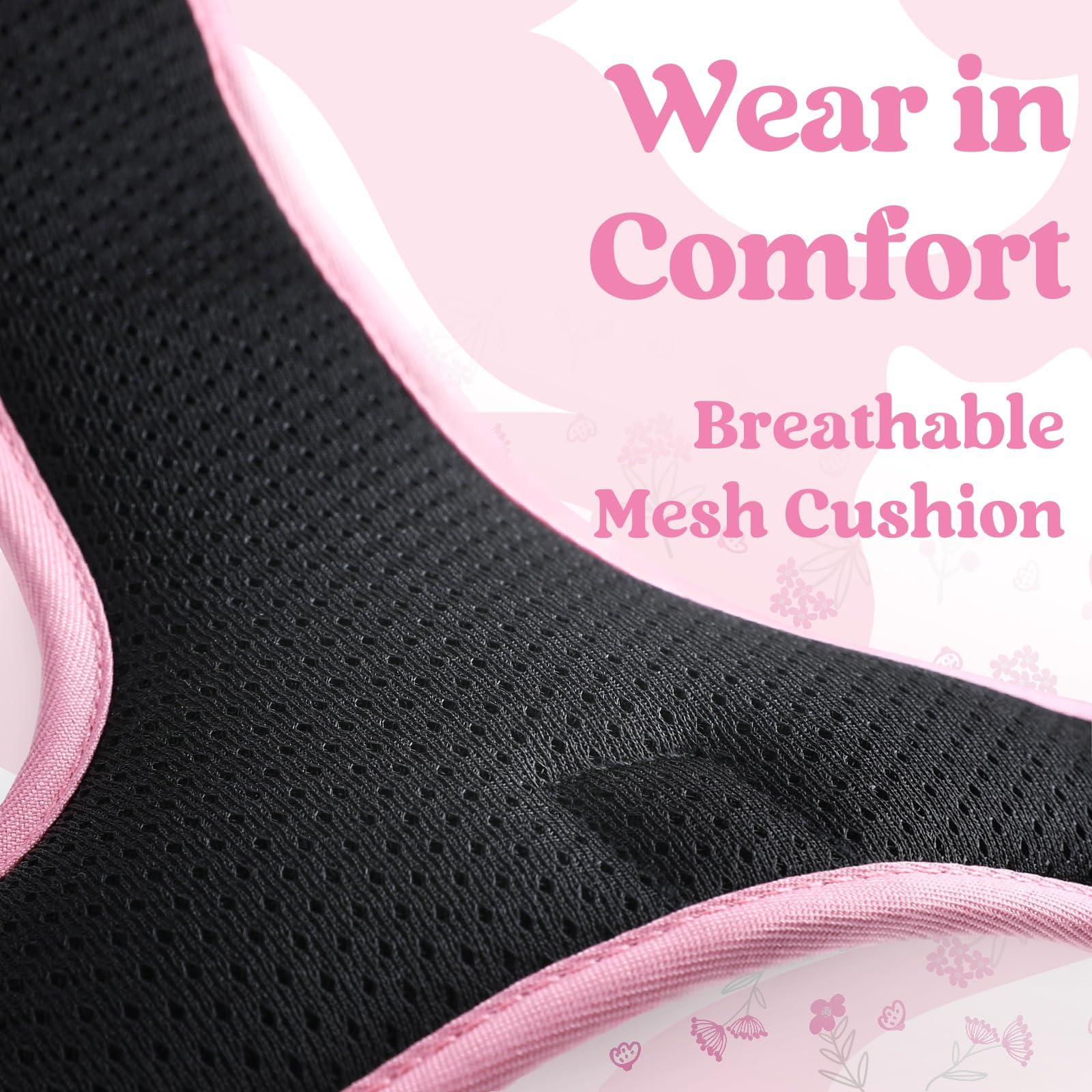 Rabbitgoo dog harness floral pink padded edges prevent irritation for long walks