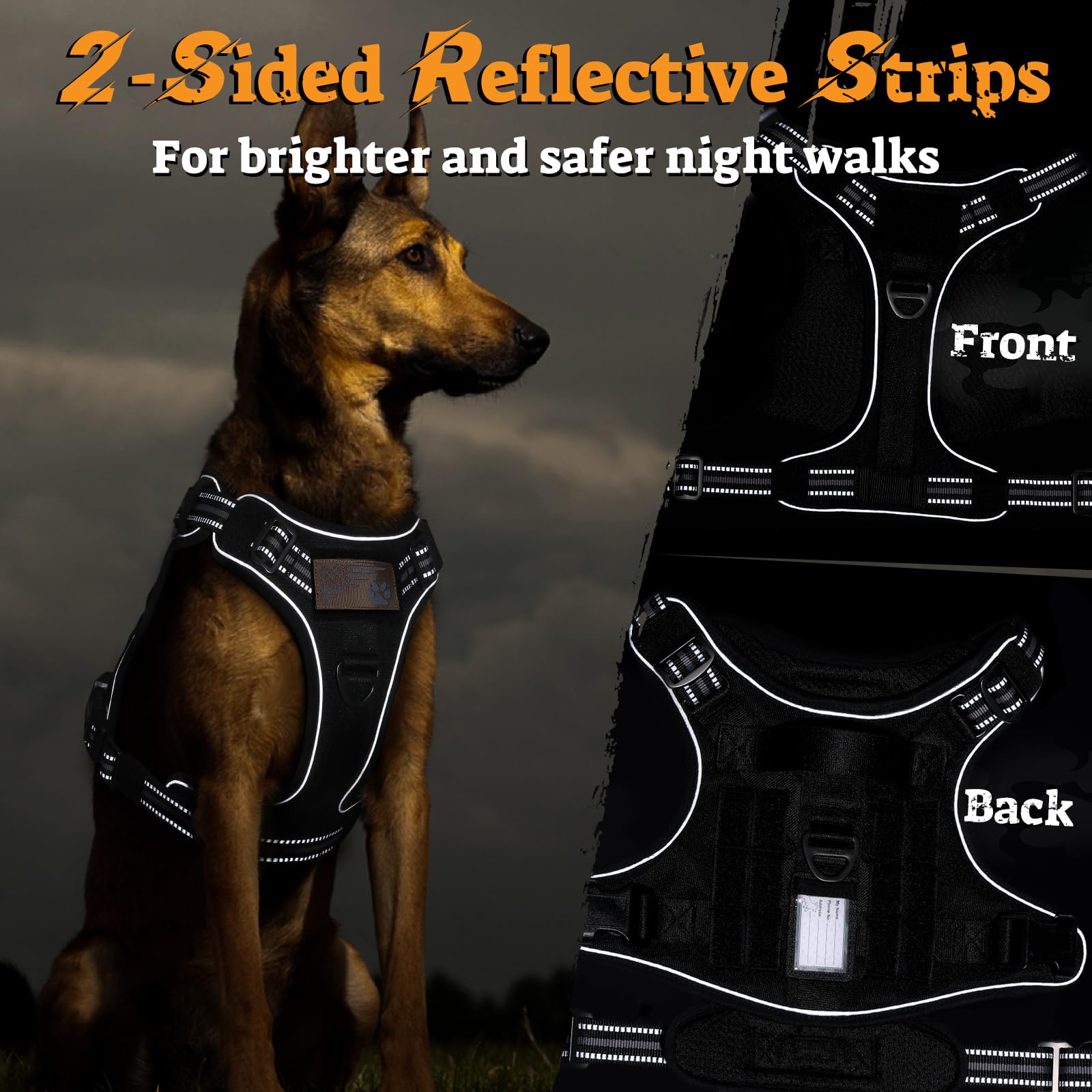 Rabbitgoo dog harness five leash clips for versatile training.