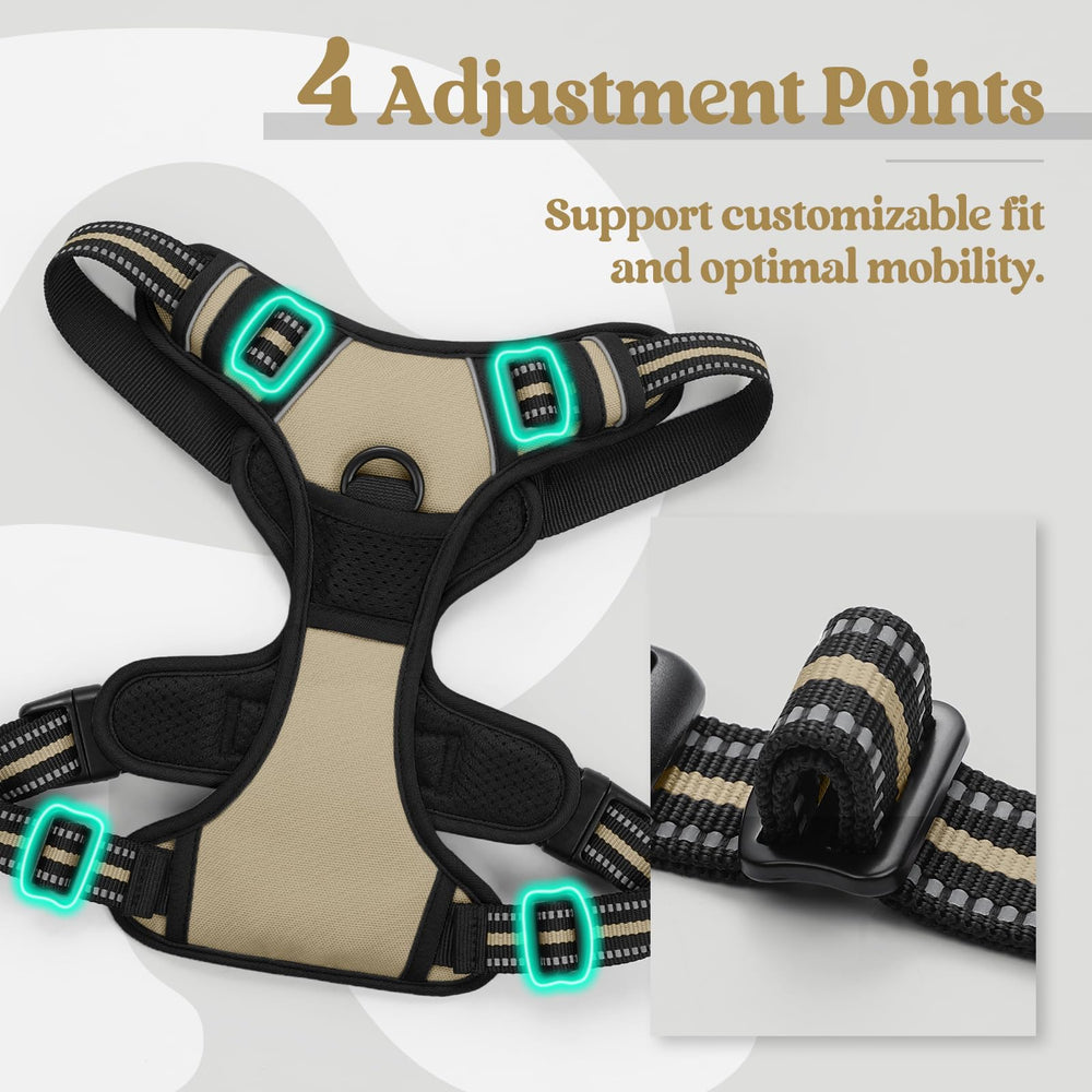 Rabbitgoo harness with reflective strips enhances visibility during dawn or dusk walks