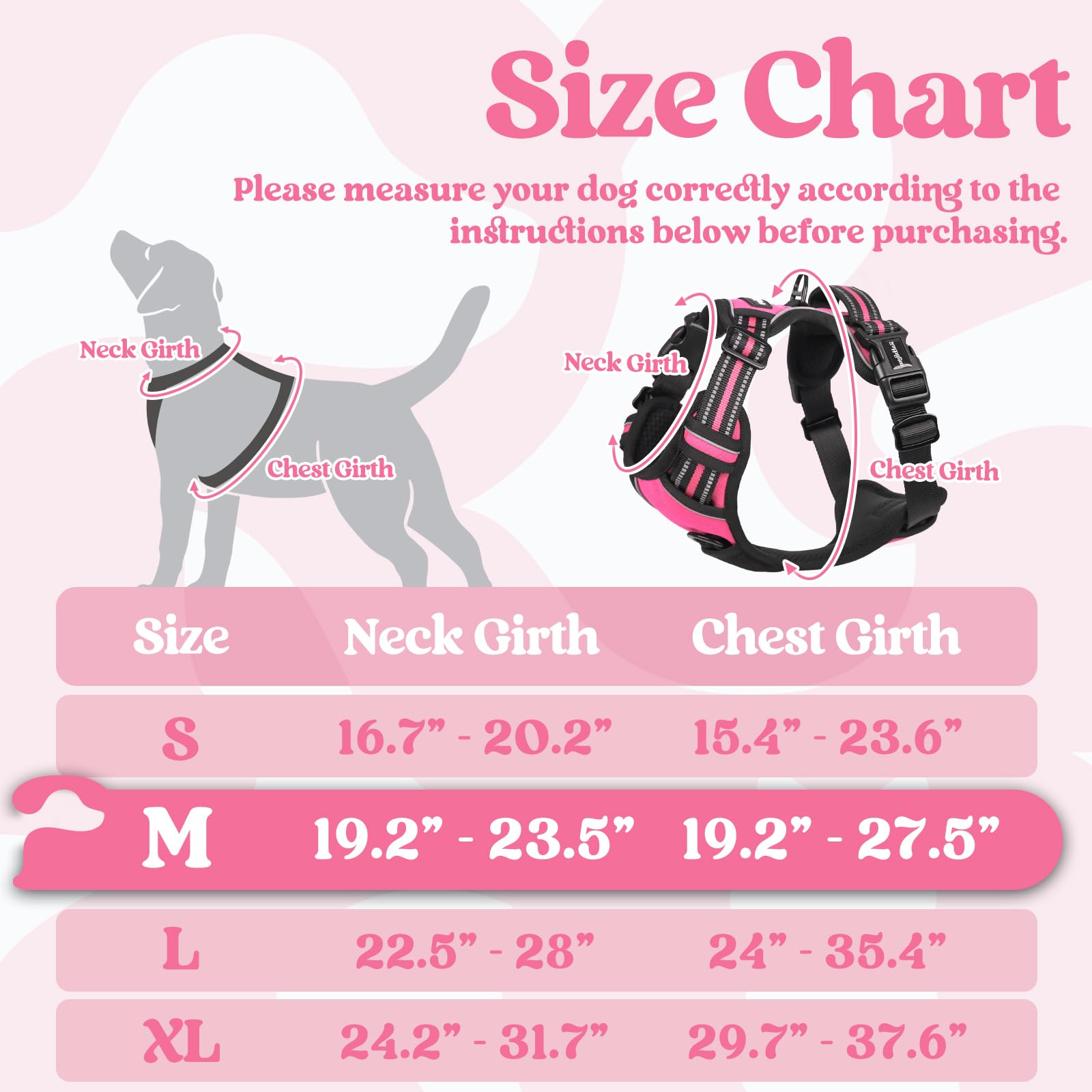 rabbitgoo dog harness rose pink four-adjustment straps illustrate growth-ready fit