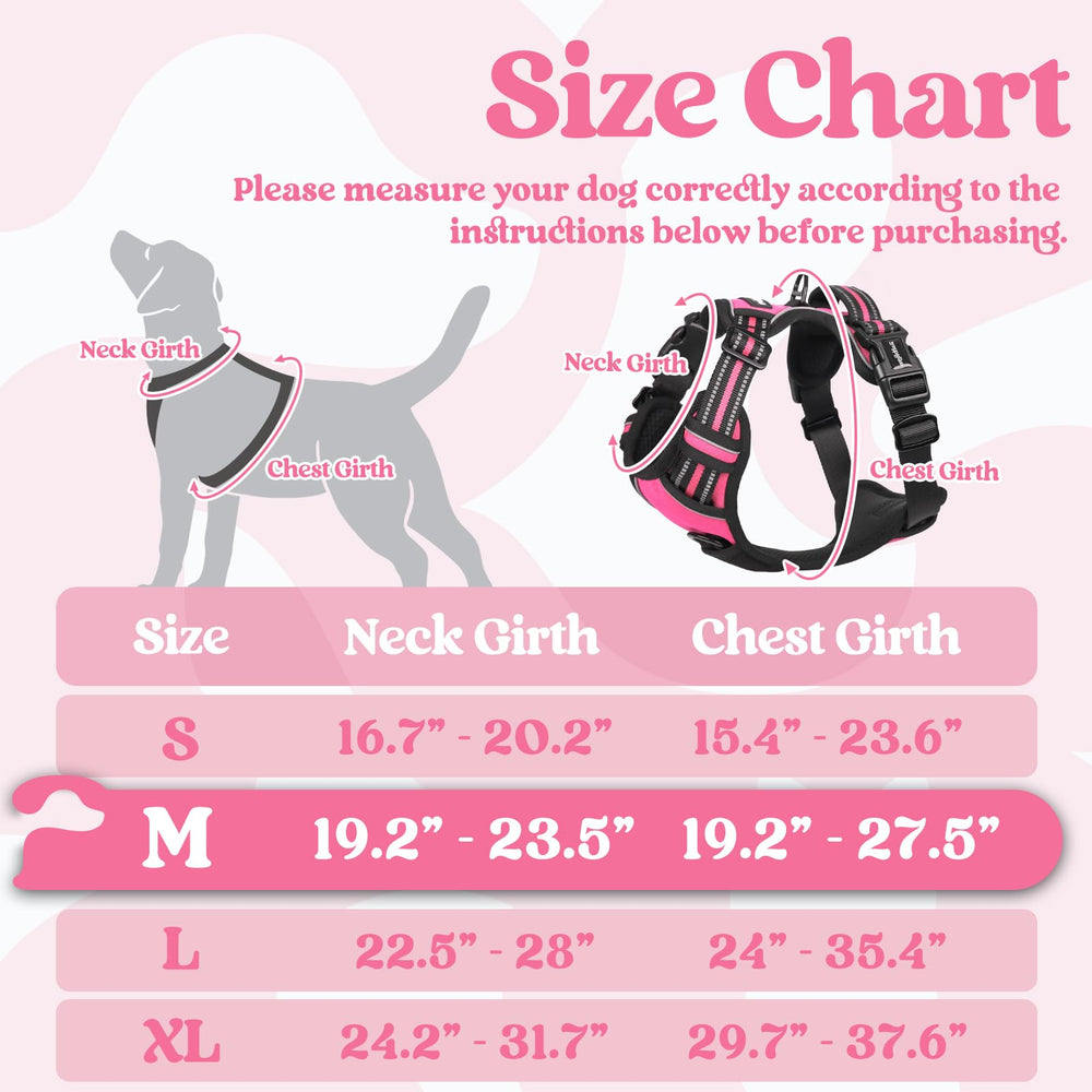 rabbitgoo dog harness rose pink four-adjustment straps illustrate growth-ready fit