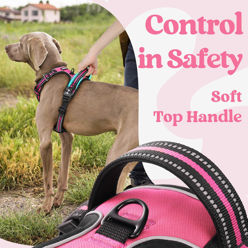 rabbitgoo dog harness rose pink reflective stitching boosts nighttime visibility