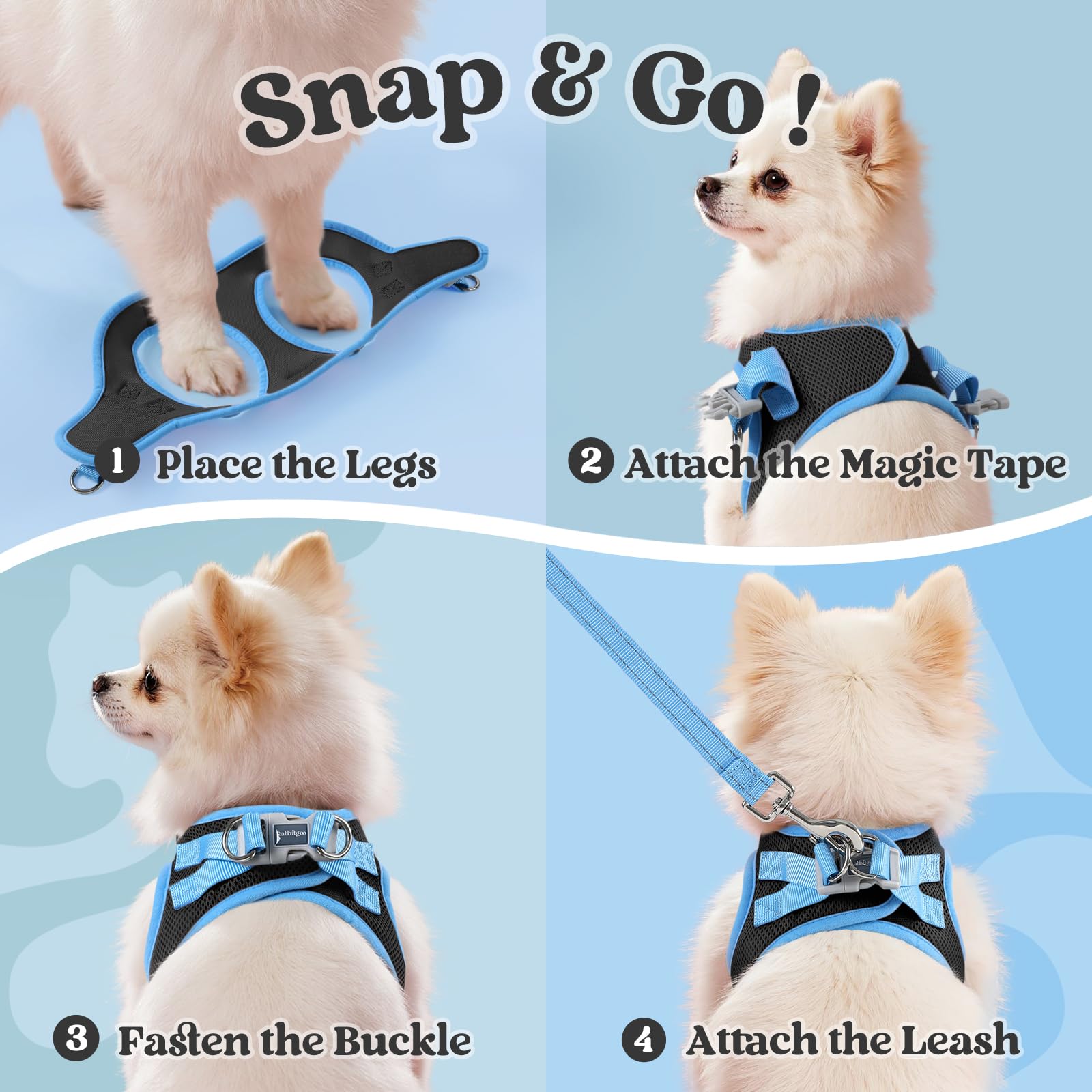 Rabbitgoo dog harness small back view highlights reflective safety for evening strolls.