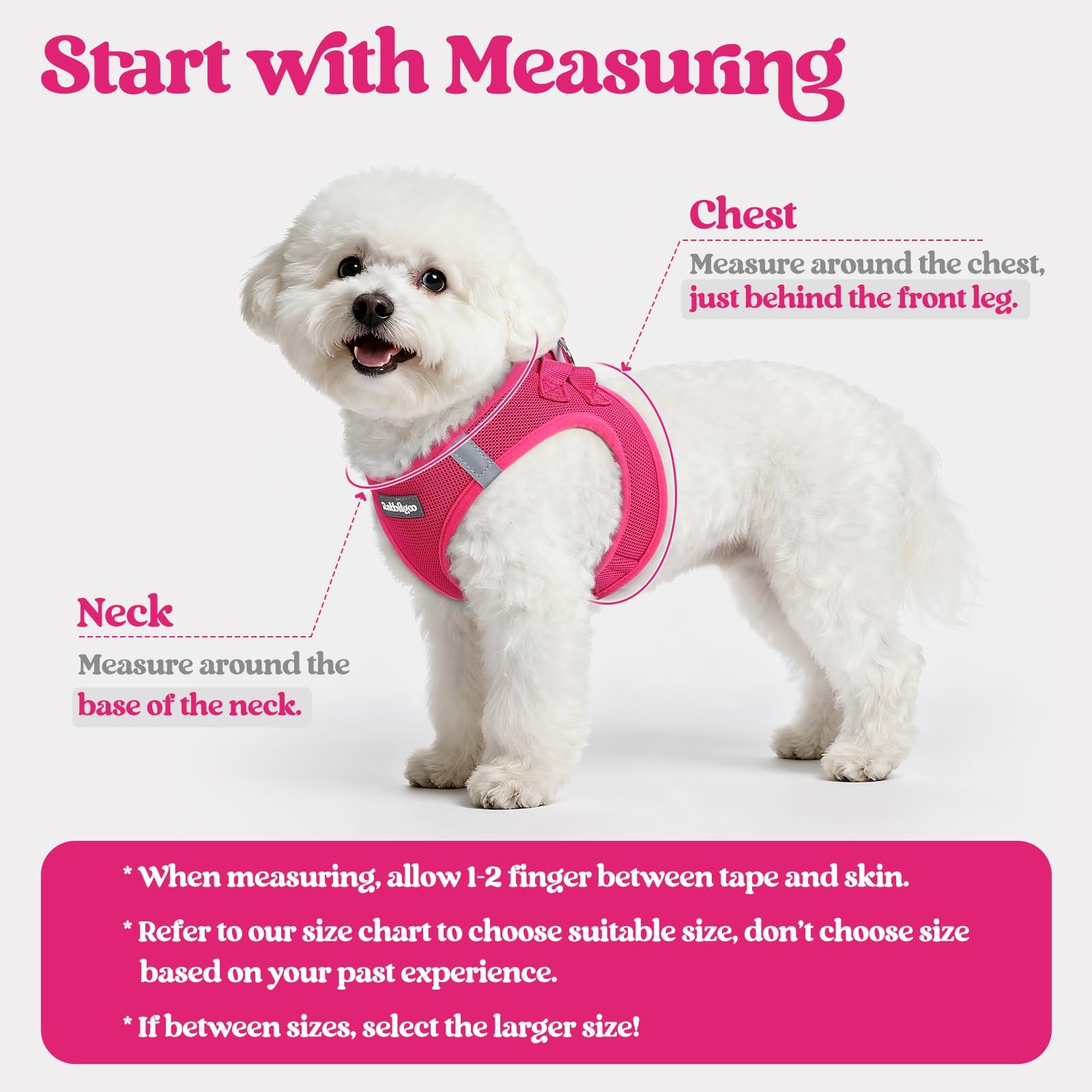 Rabbitgoo small-rose-red harness highlights breathable mesh for pet comfort.
