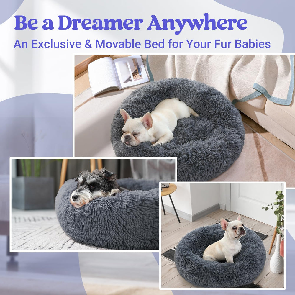 Rabbitgoo donut bed dark grey material suits modern home decor.