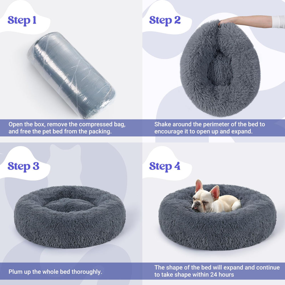 Rabbitgoo donut bed in living room scene blends with interiors.