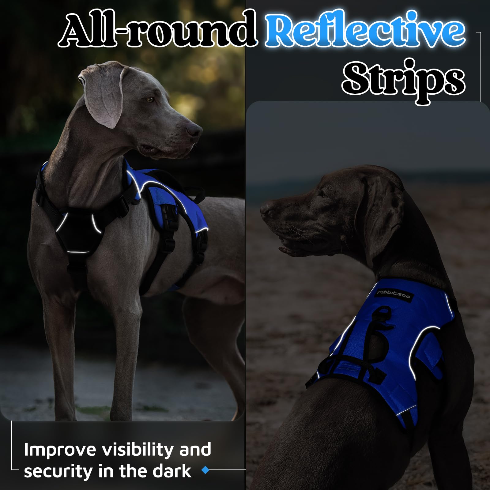 rabbitgoo Escape Proof Dog Harness blue padded comfort reduces friction on long hikes