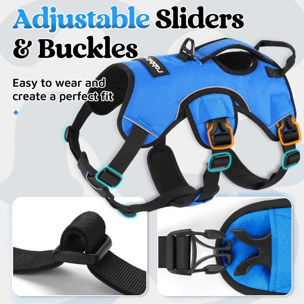 rabbitgoo Escape Proof Dog Harness blue quick-release buckles simplify securing and removal