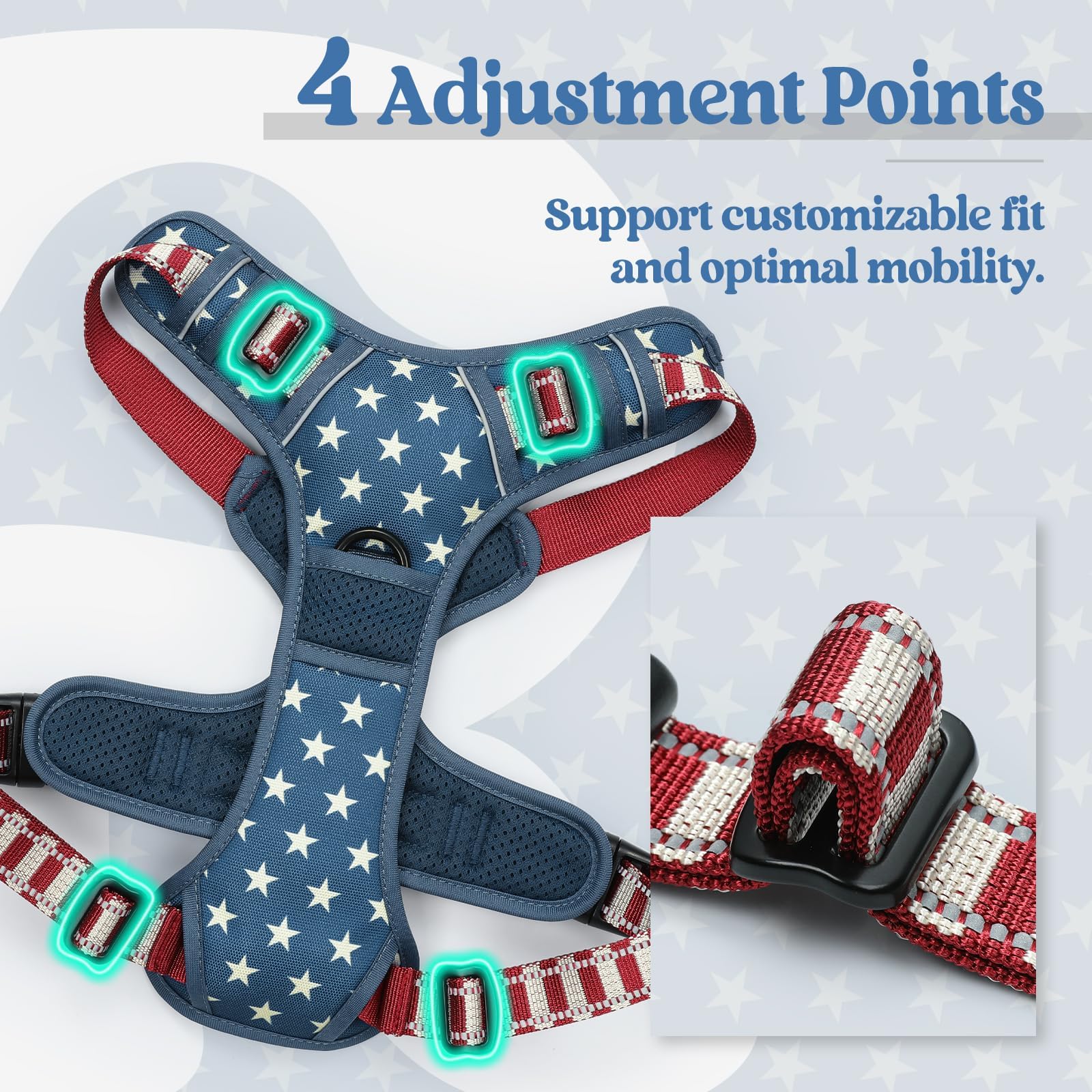 Rabbitgoo large dog harness with adjustable straps for precise fit.