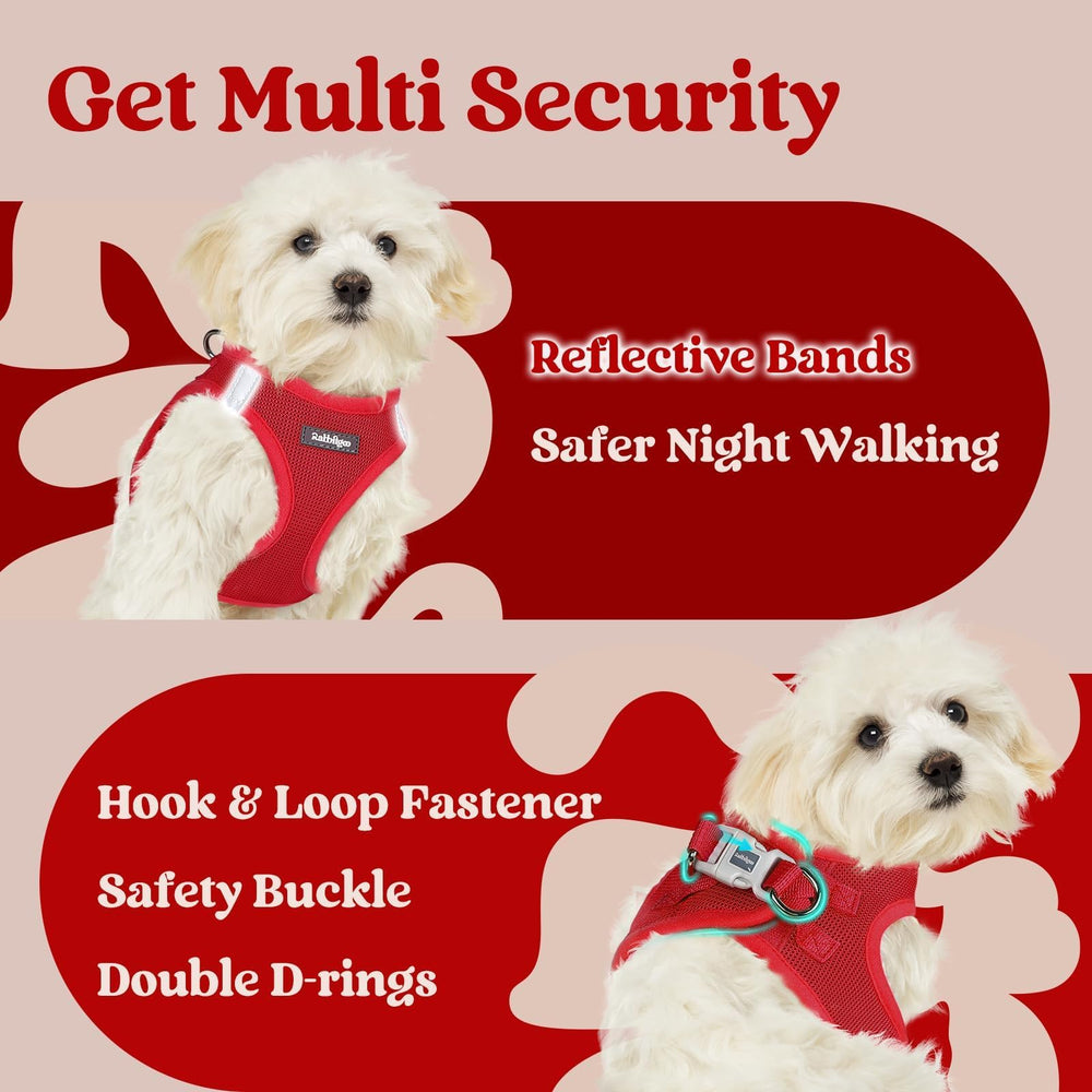 Rabbitgoo small dog harness M red easy clip hoop fastener for busy pet parents.