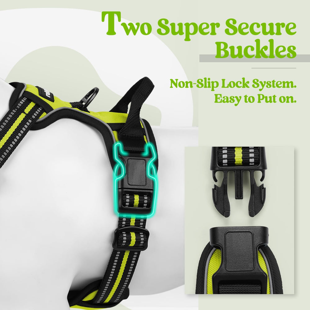 Rabbitgoo soft padded green harness delivering comfortable, breathable wear