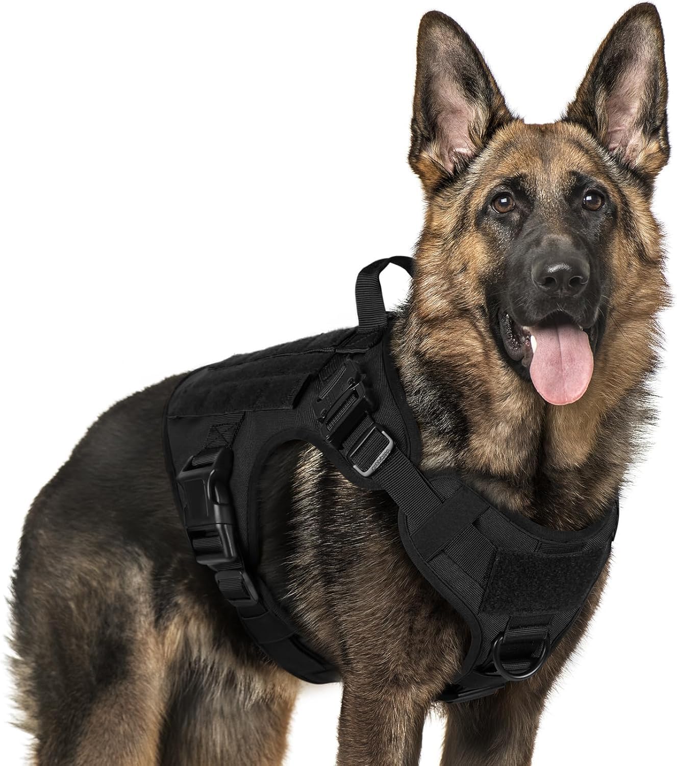 rabbitgoo tactical dog harness front view with secure fit for large breeds during walks