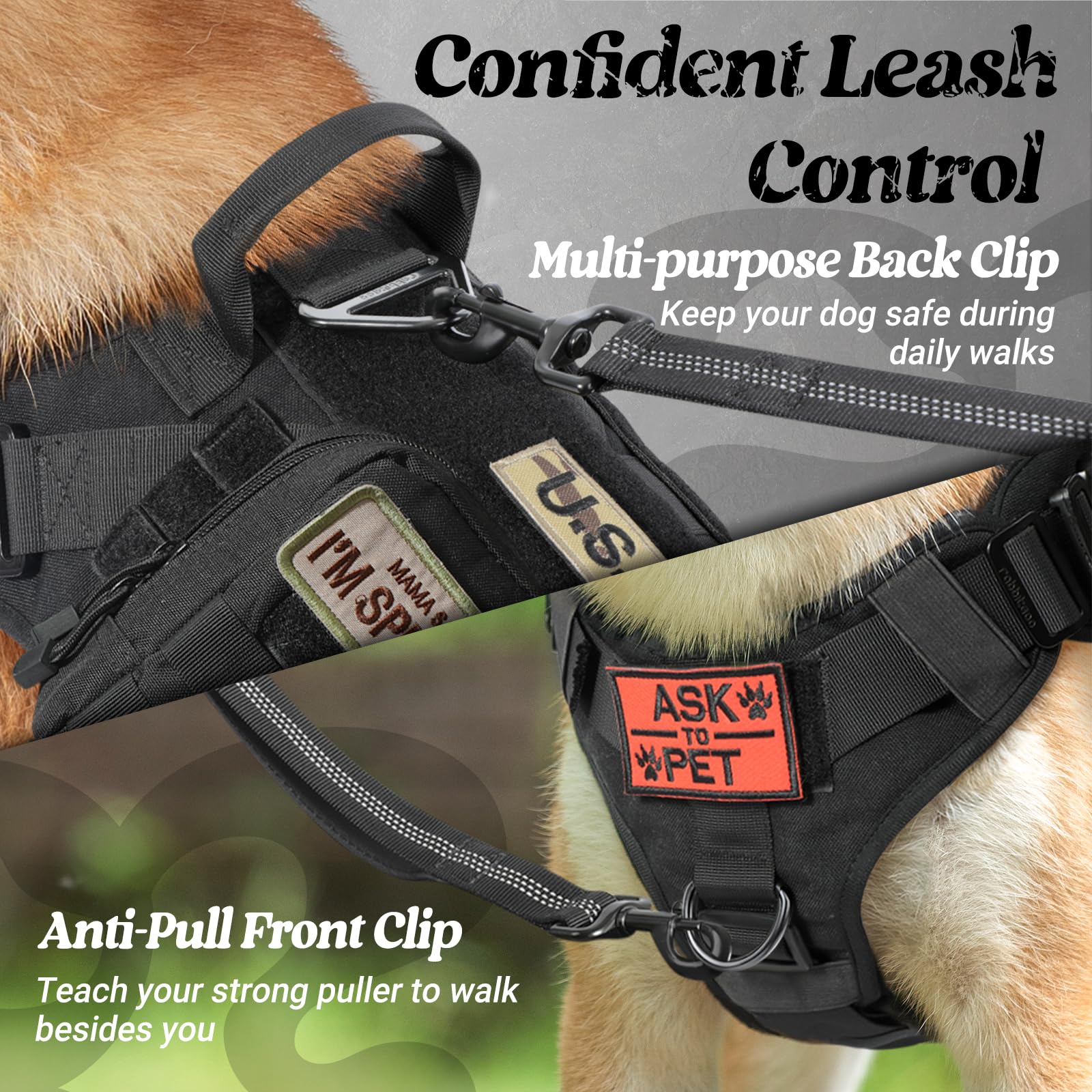 rabbitgoo tactical dog harness quick-release buckles for easy on/off