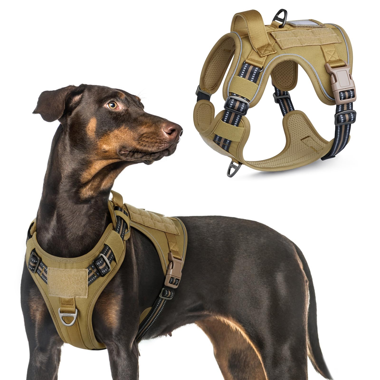 Rabbitgoo tactical dog harness size L front view for secure training and walking