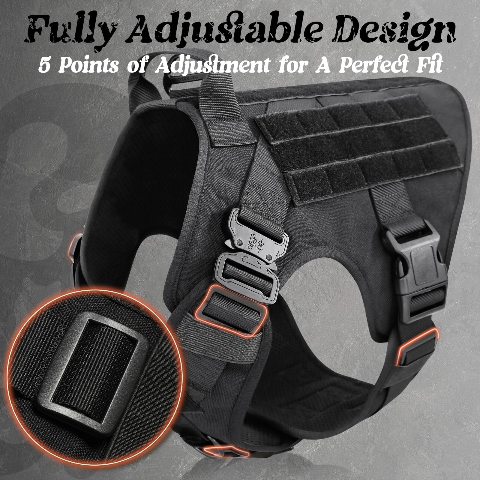 rabbitgoo tactical dog harness top handle for lift assist and control in rough terrain