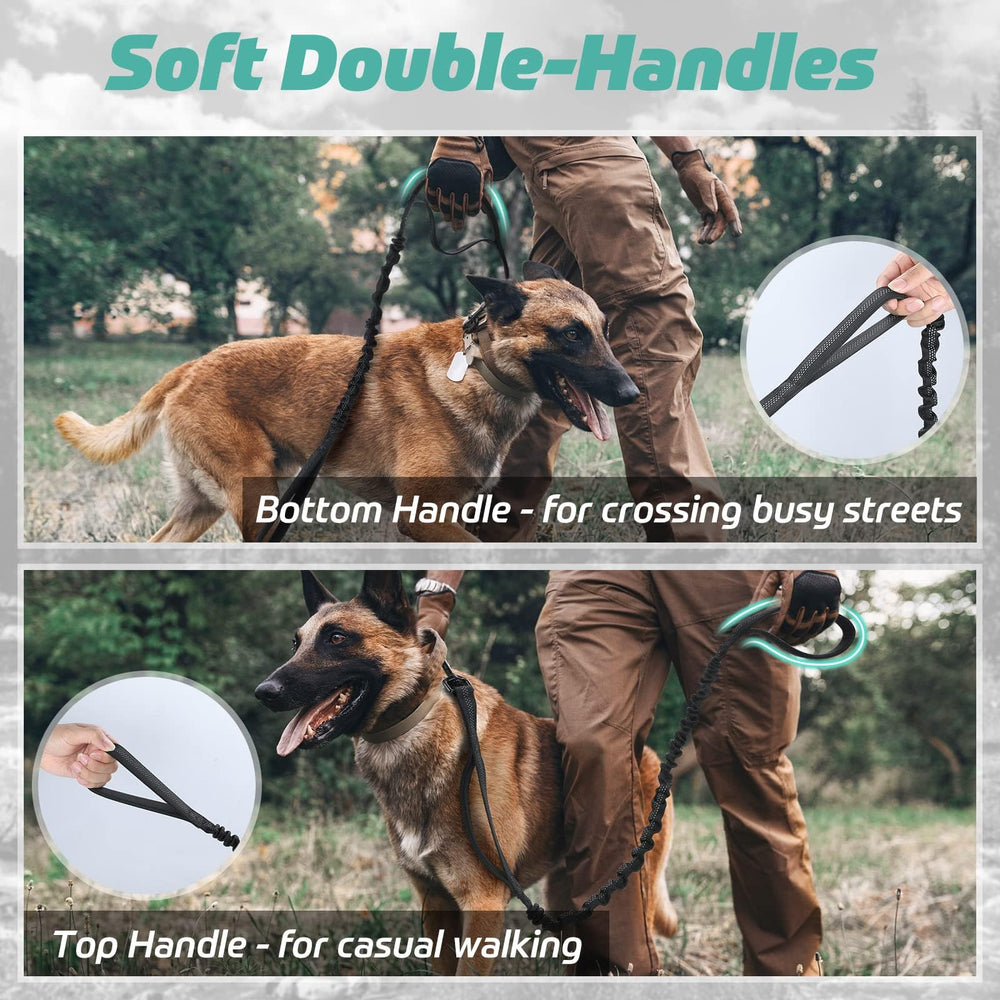 Rabbitgoo two-handles control-leash design offers close, responsive control in crowded spaces.