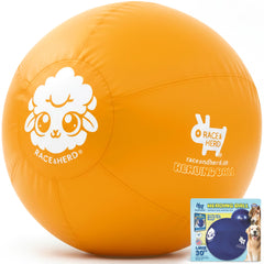 Race&Herd 30" XXL Herding Ball yellow front view highlights outdoor training benefits