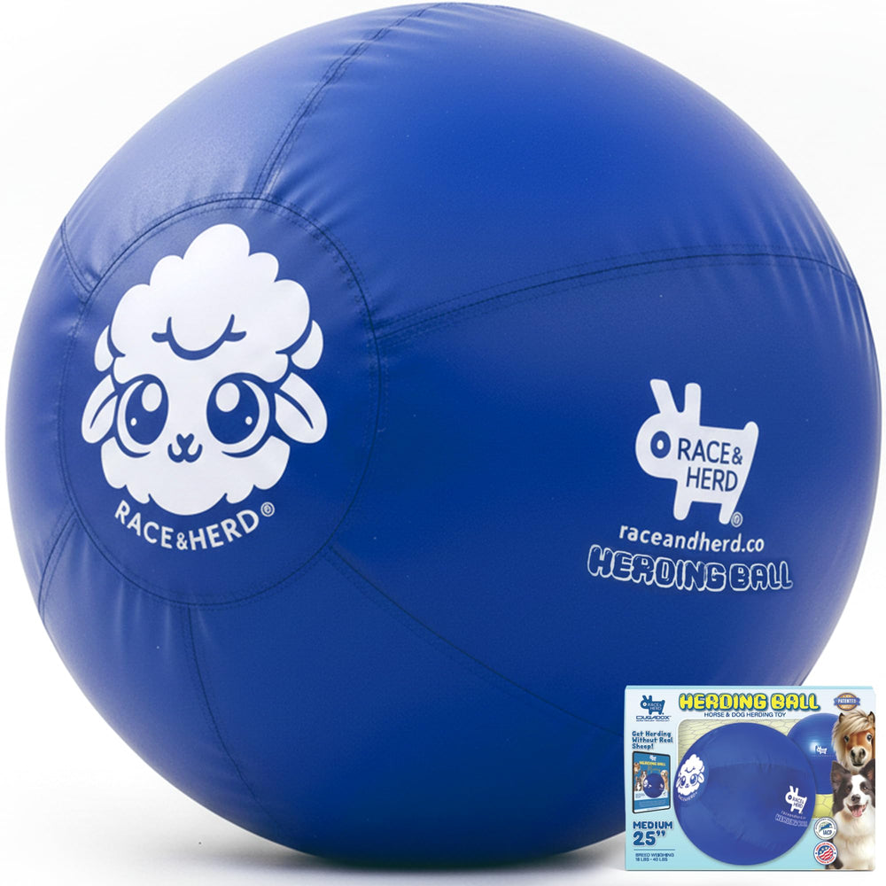 Race&Herd 25inch XXL Herding Ball blue front view for durable outdoor play