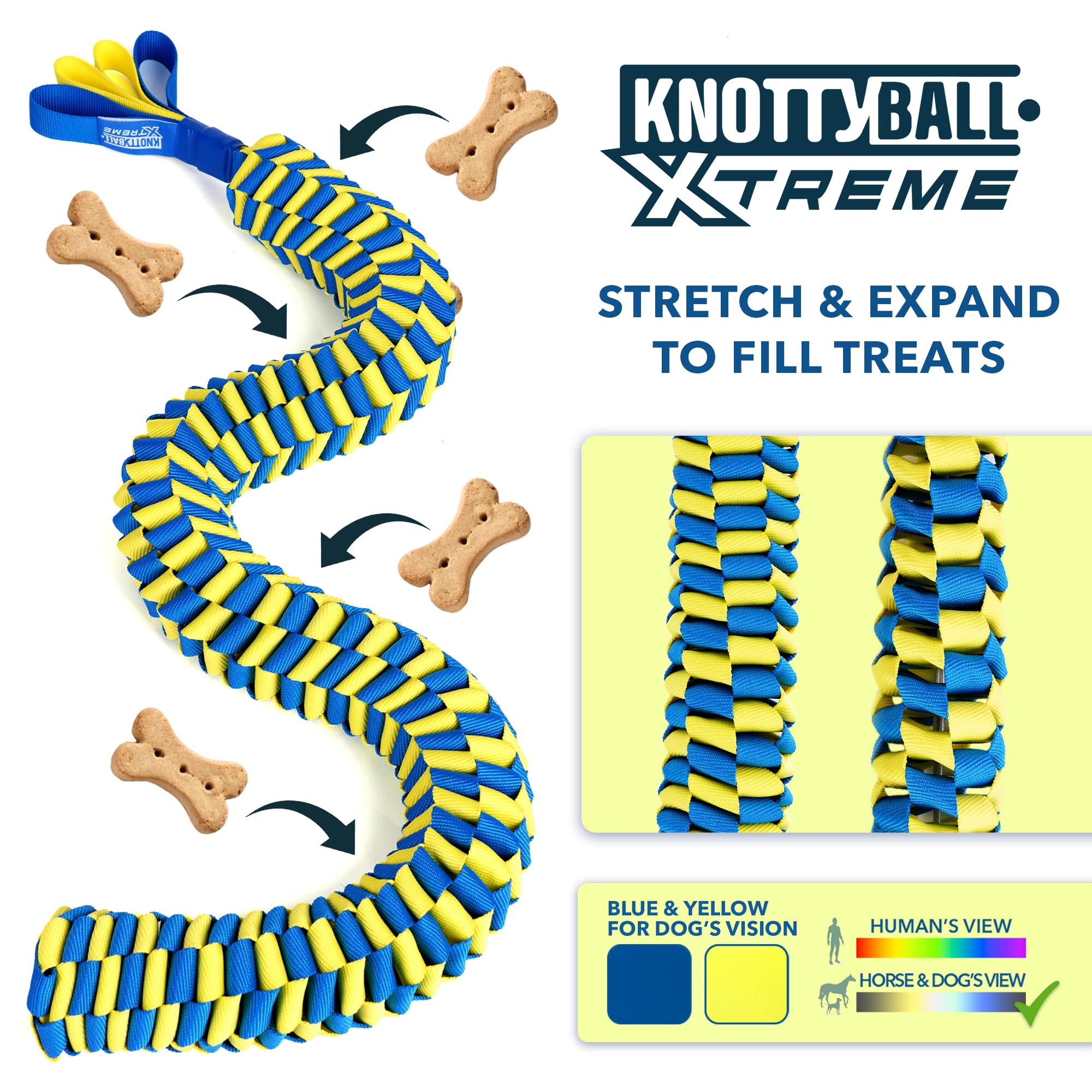 Race&Herd KnottyBall Xtreme close-up of treat pockets for nose work