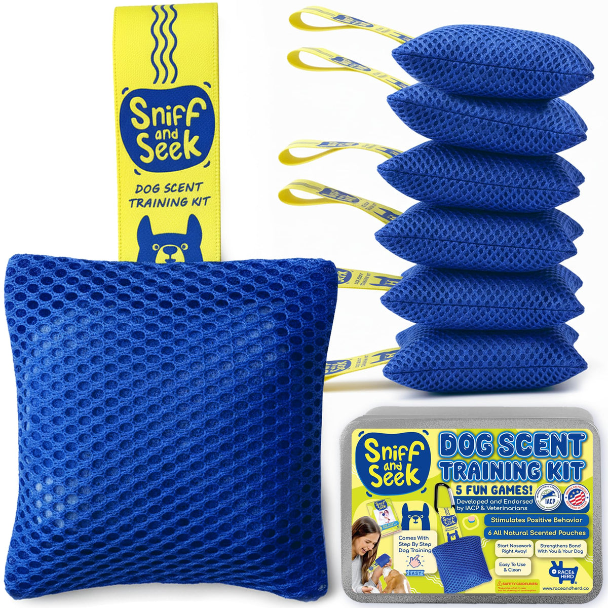 Race&Herd Original Dog Scent Training Kit backyard setup for scent games and active play.