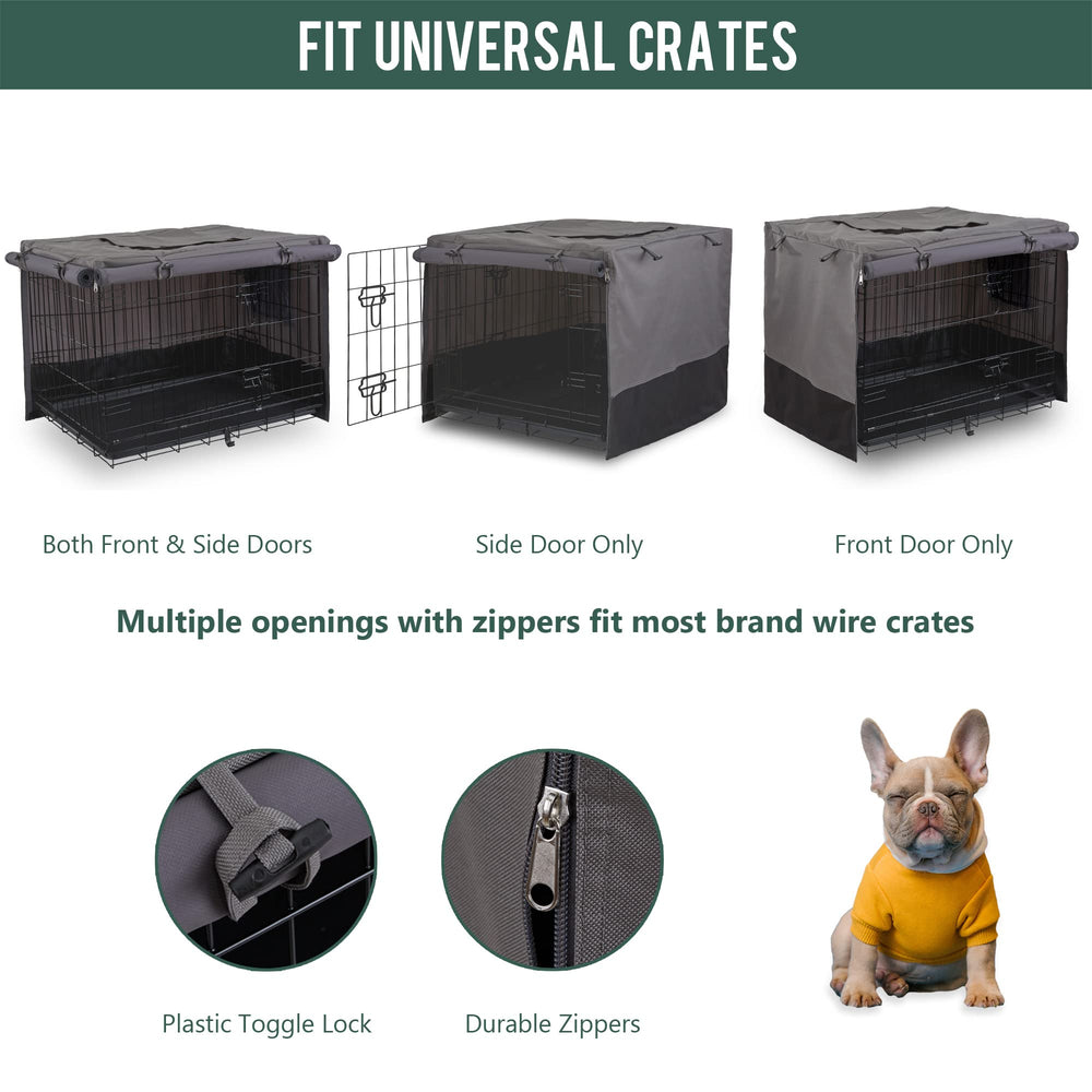 Rachmi Privacy Dog Crate Cover double door access for flexible configurations.