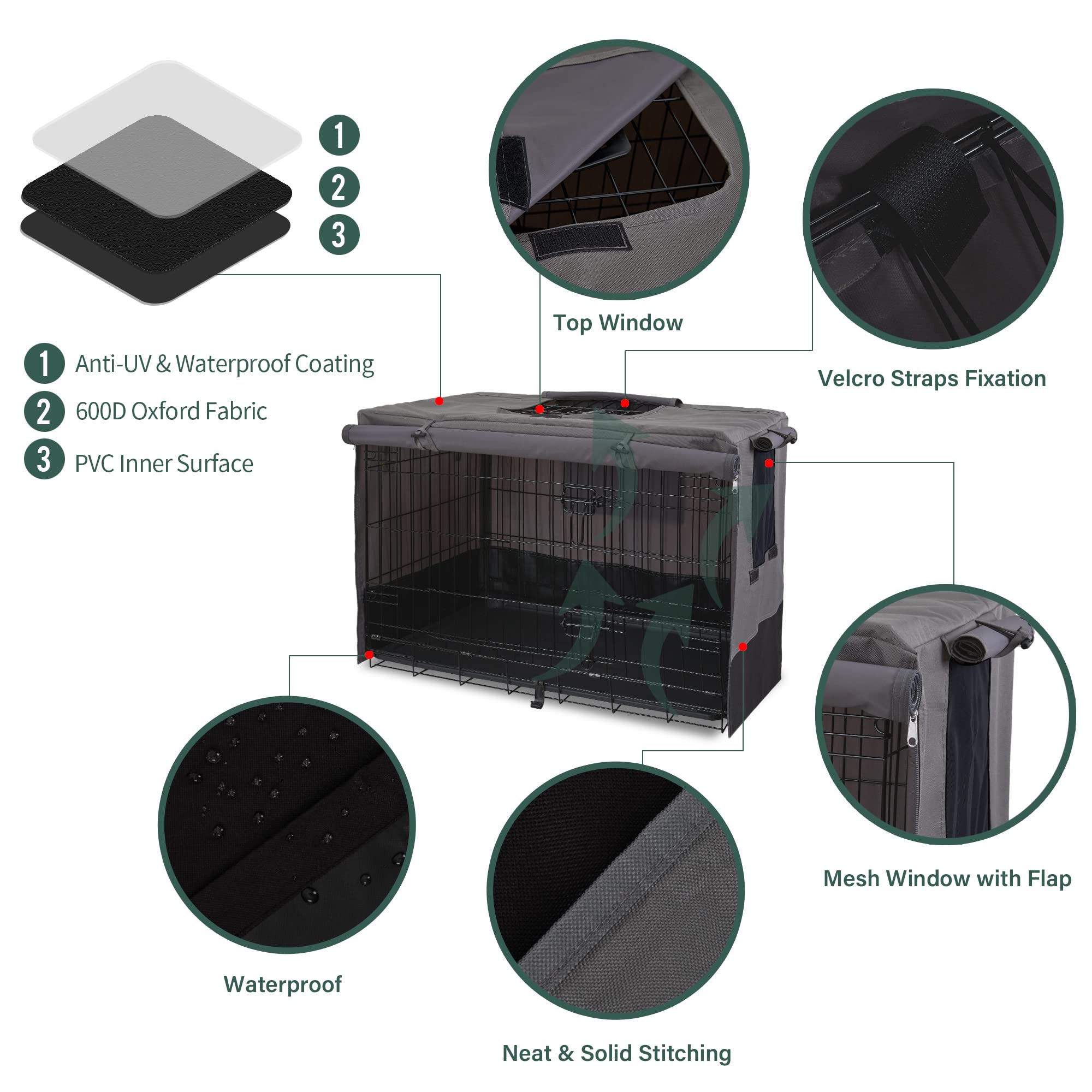 Rachmi Privacy Dog Crate Cover 49 inch fit for universal 48 inch crates.