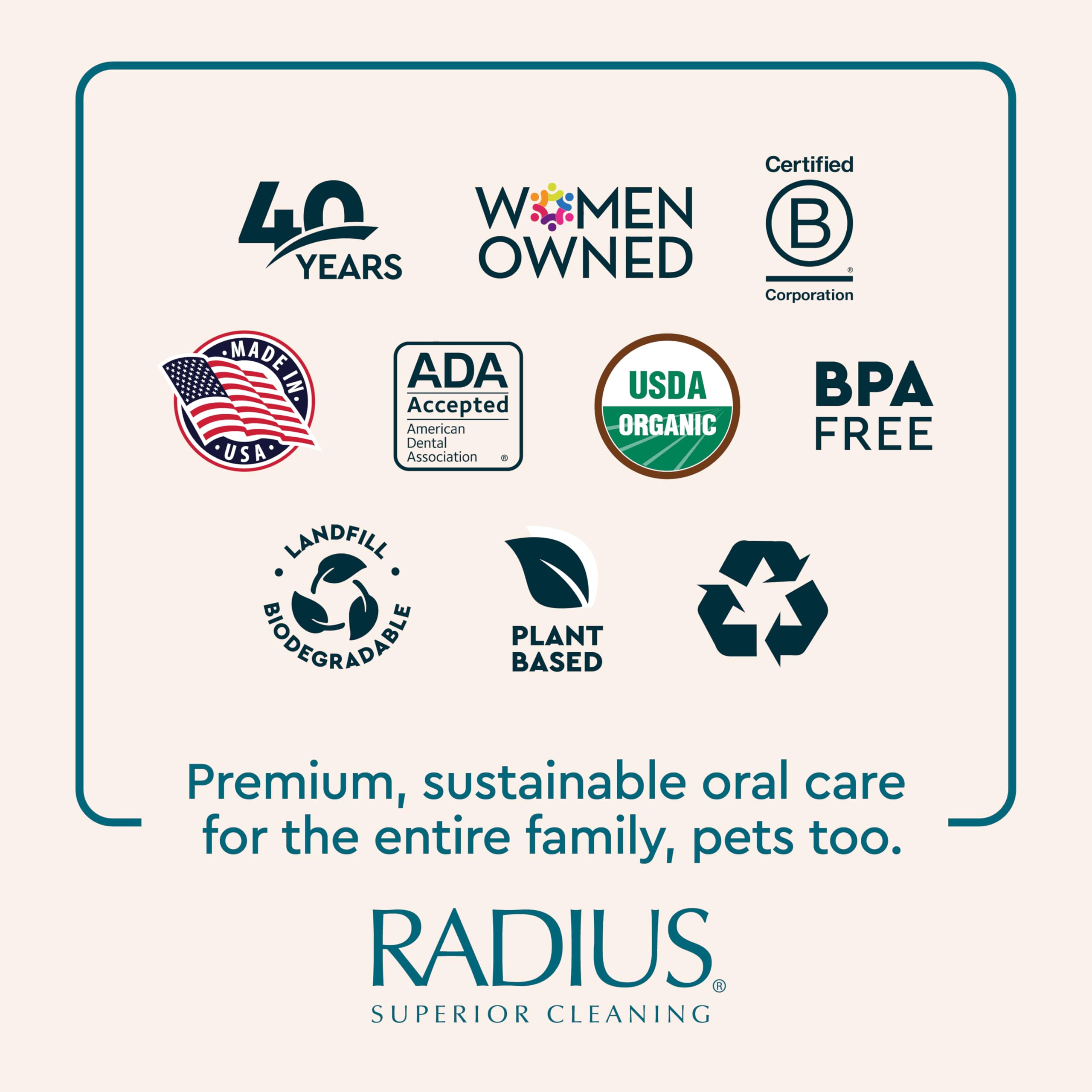 RADIUS canine toothpaste tartar prevention emphasis with clean-teeth benefits.