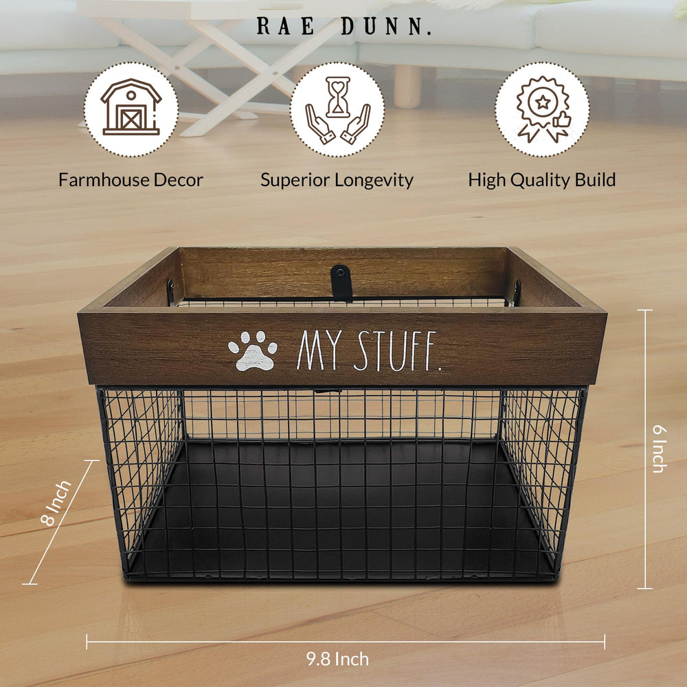 Rae Dunn Pet Toy Storage Bin in living room scene for easy access